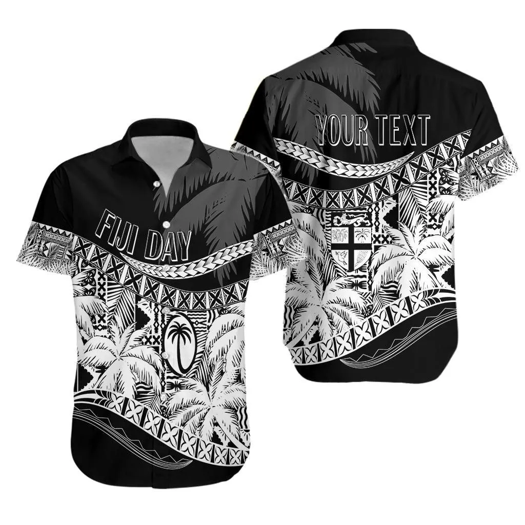 Personalised Fiji Day Hawaiian Shirt Flying Fijians Masi Kesa Style   Black Lt7_0