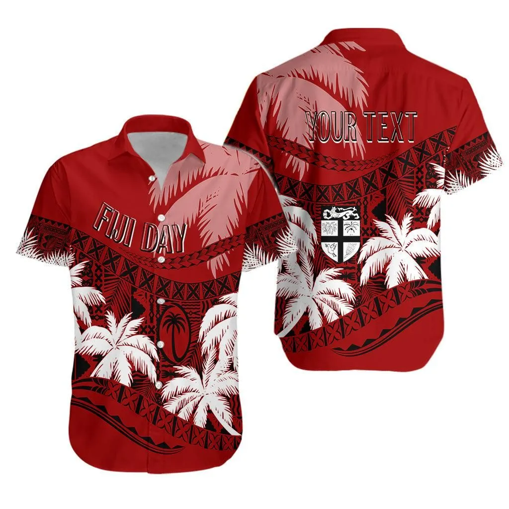 Personalised Fiji Day Hawaiian Shirt Flying Fijians Masi Kesa Style   Red Lt7_0