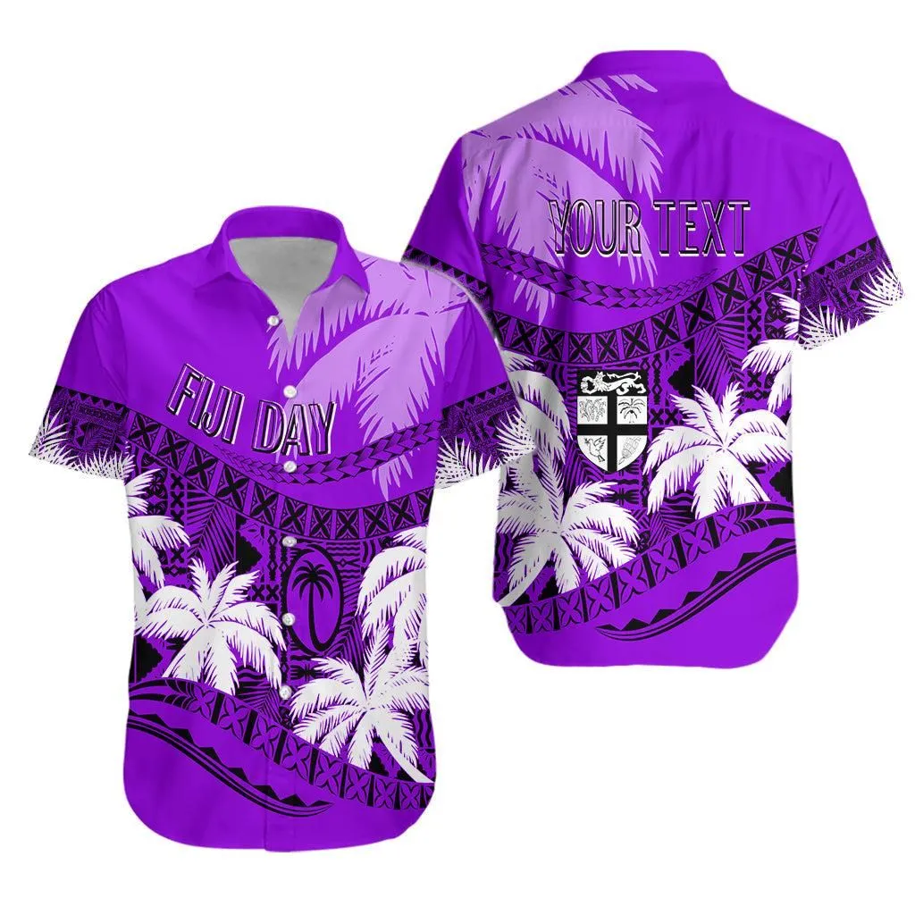 Personalised Fiji Day Hawaiian Shirt Flying Fijians Masi Kesa Style   Violet Lt7_0