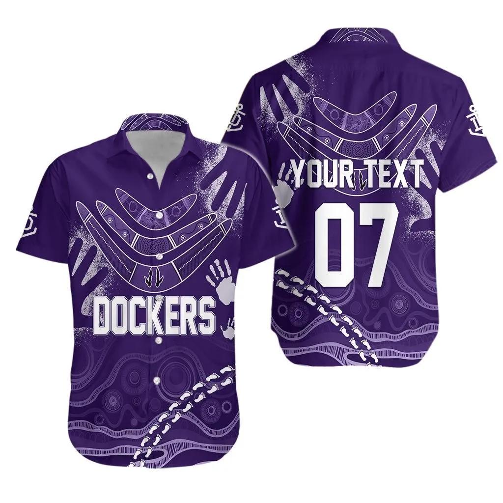 Personalised Freo Dockers Aboriginal Hawaiian Shirt Purple Tsunami Lt7_0