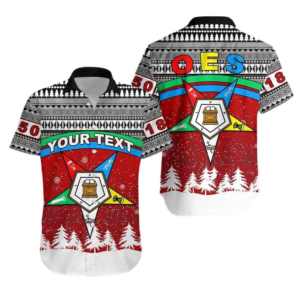 Personalized Order Of The Eastern Star Short Sleeve Shirt Oes Christmas Pattern_0