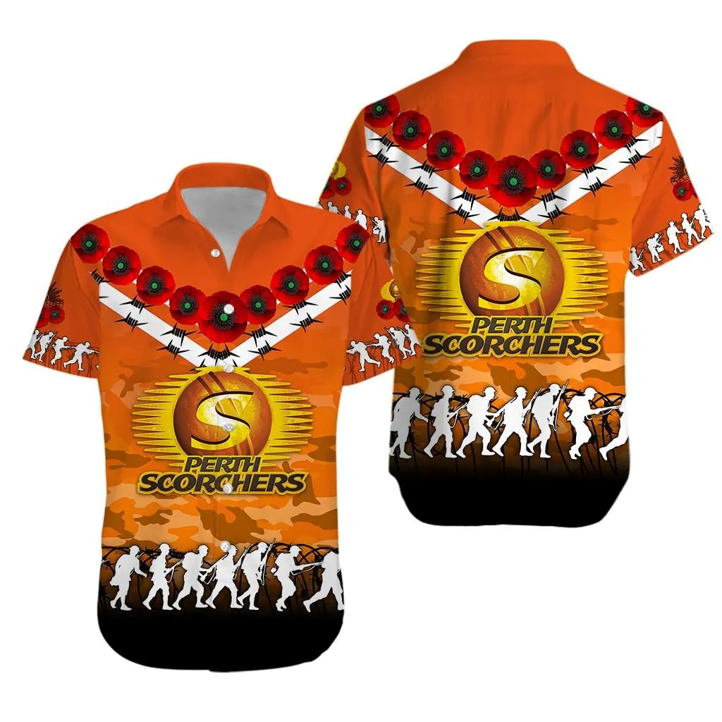 Perth Scorchers Anzac 2022 Hawaiian Shirt Camouflage With Poppy   Lt12_0