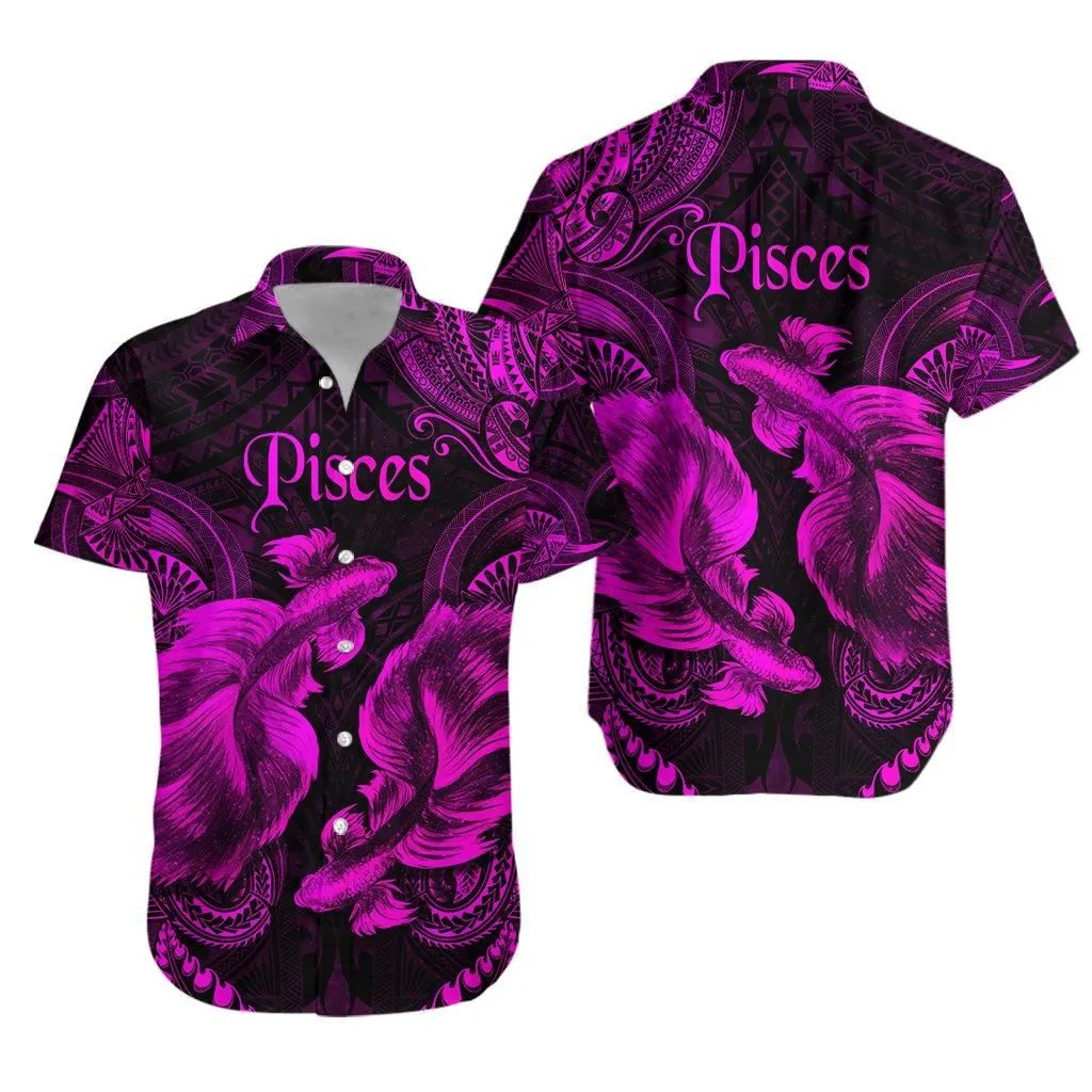 Pisces Zodiac Polynesian Hawaiian Shirt Unique Style Pink Lt8_1