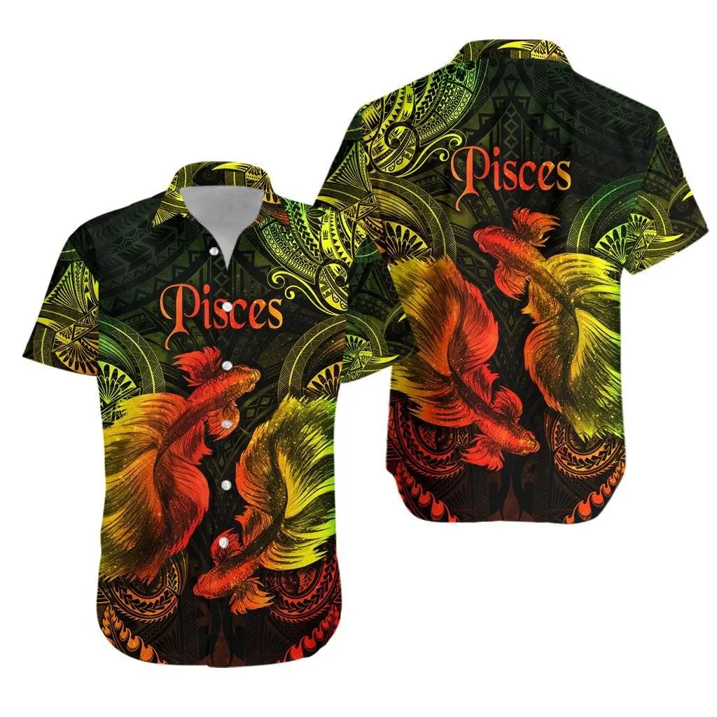 Pisces Zodiac Polynesian Hawaiian Shirt Unique Style Reggae Lt8_1