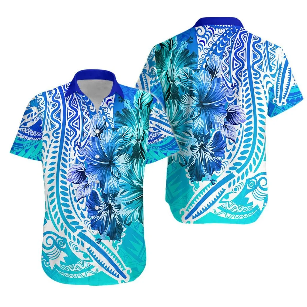 Png Hawaiian Shirt Papua Sepik Crocodile Tattoo   Blue Ombre Lt7_0