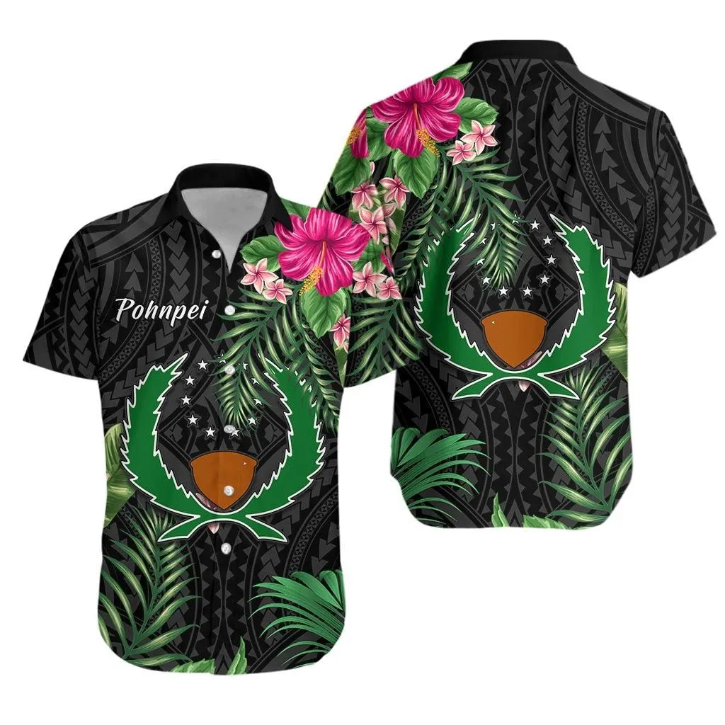 Pohnpei Micronesia Hawaiian Shirt Tropical Flowers Lt13_1
