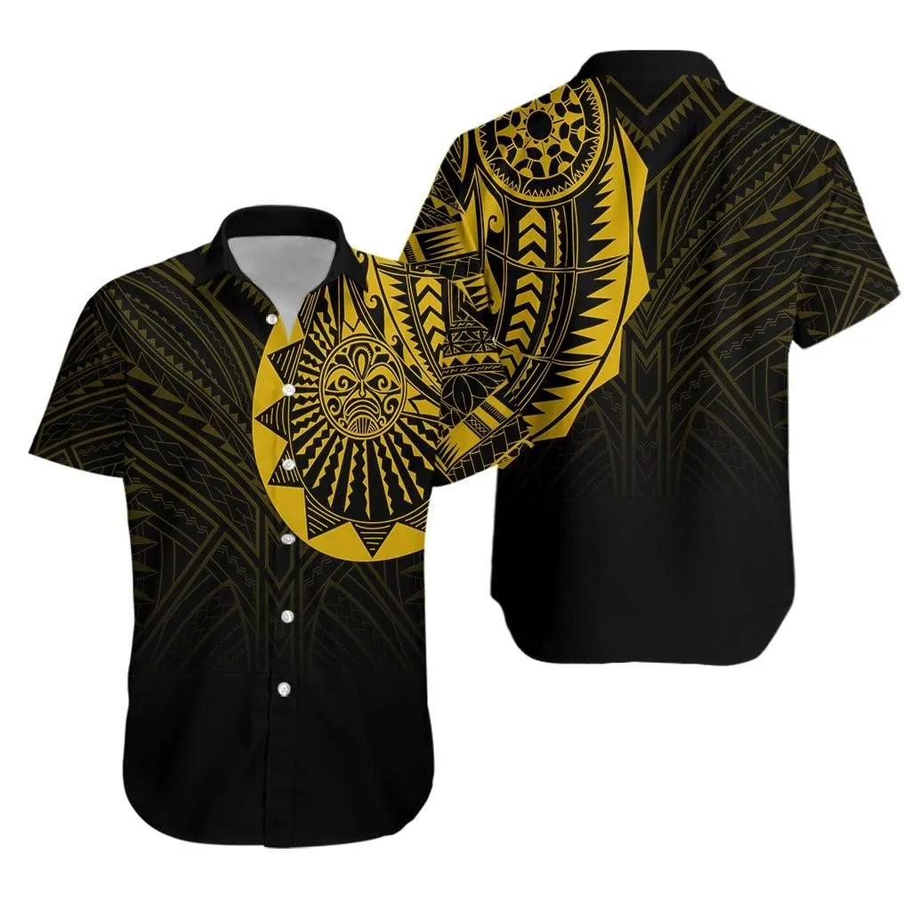 Polynesian Full Sleeve Tattoo Hawaiian Shirt Gold Vibes Lt7_0