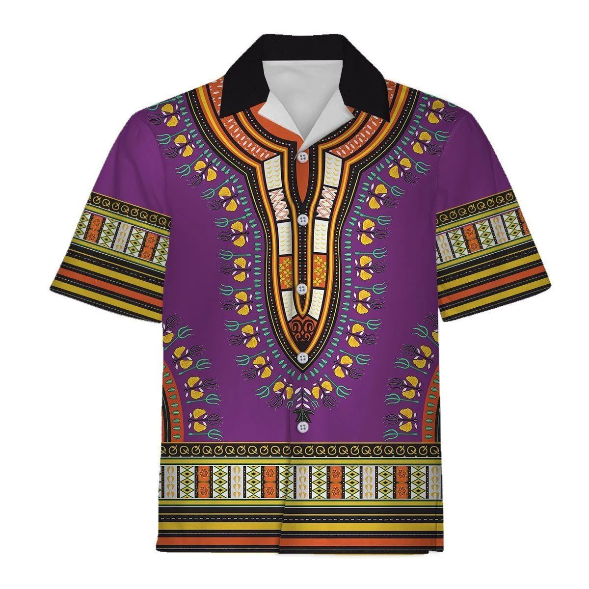 Purple African Dashiki Hawaiian Shirt_0