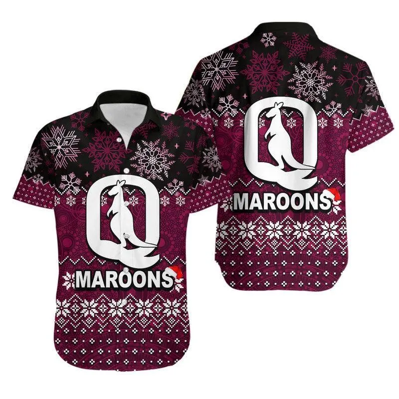 Qld Maroons Chritmas 2022 Hawaiian Shirt Rugby Lt6_0