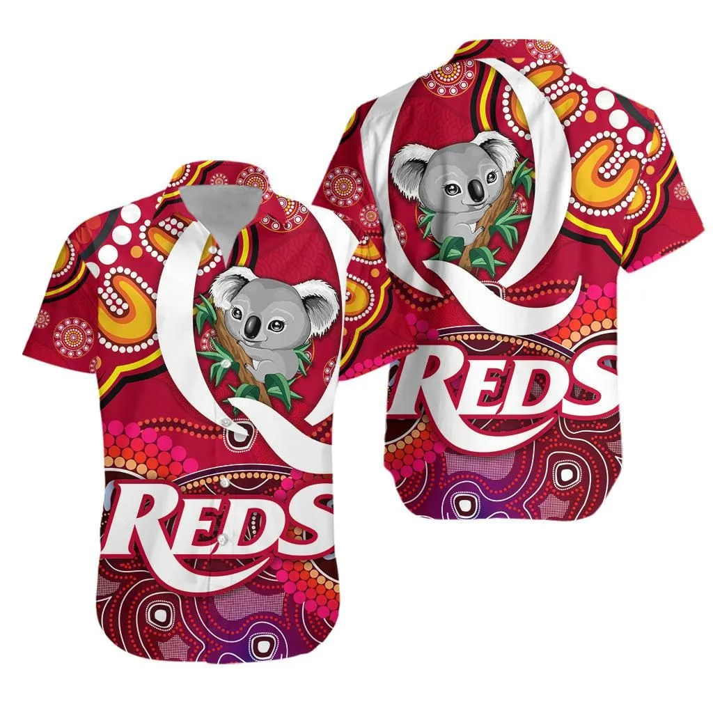 Queensland Reds Aboriginal Hawaiian Shirt Koala Indigenous Vibes Lt8_1