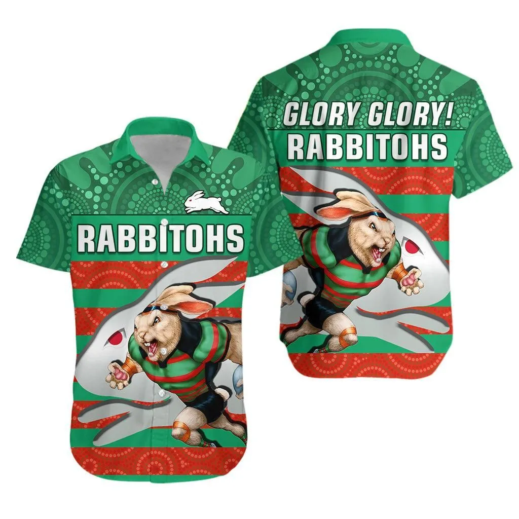 Rabbitohs Rugby Hawaiian Shirt Aboriginal Dot Painting Glory Glory Sporty Style Lt14_0