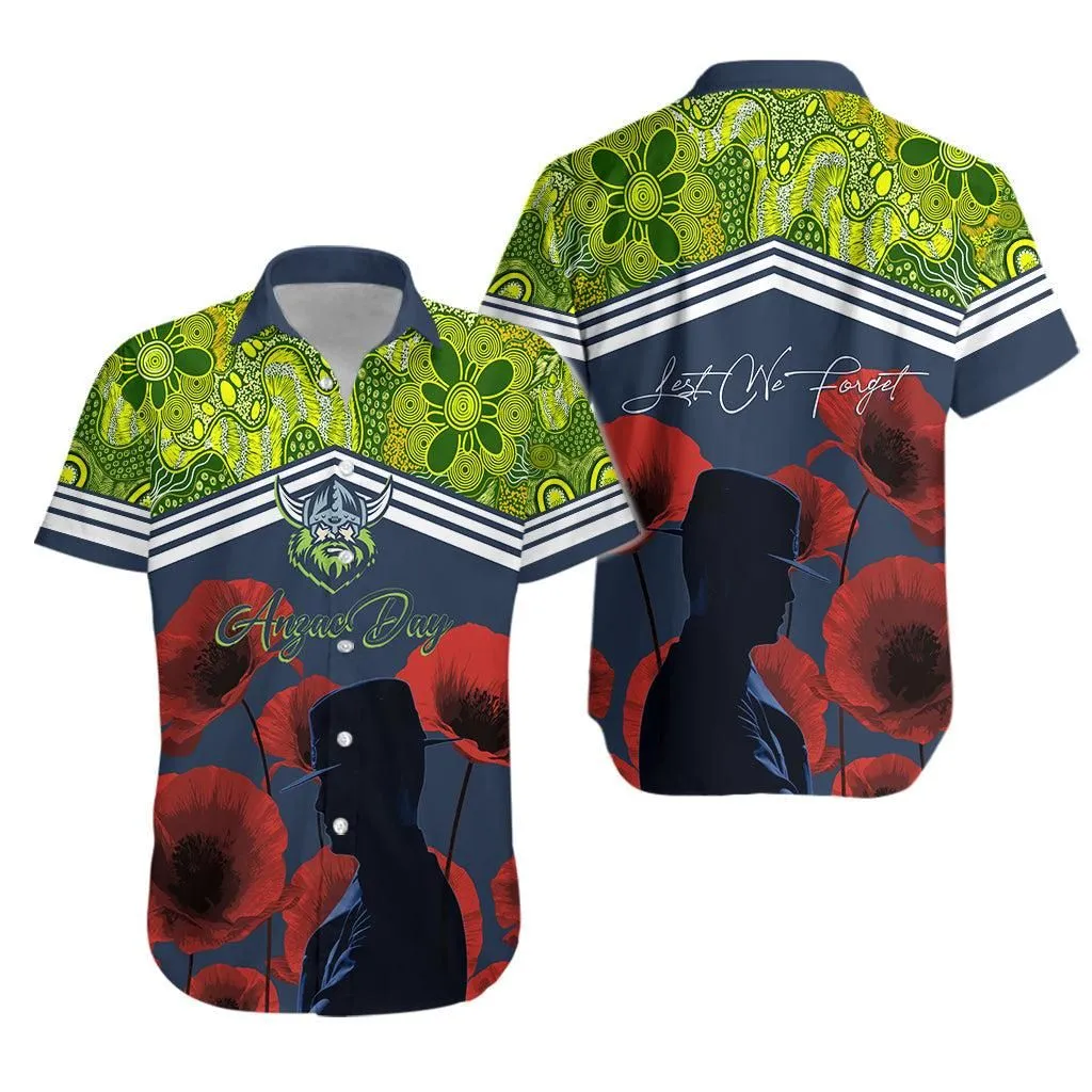 Raiders Rugby Hawaiian Shirt Anzac Day Lest We Forget Lt7_0