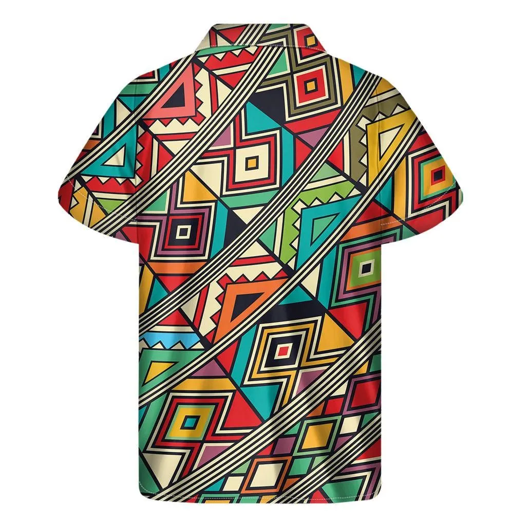 Retro African Ethnic Tribal Print Mens Short Sleeve Shirt_0