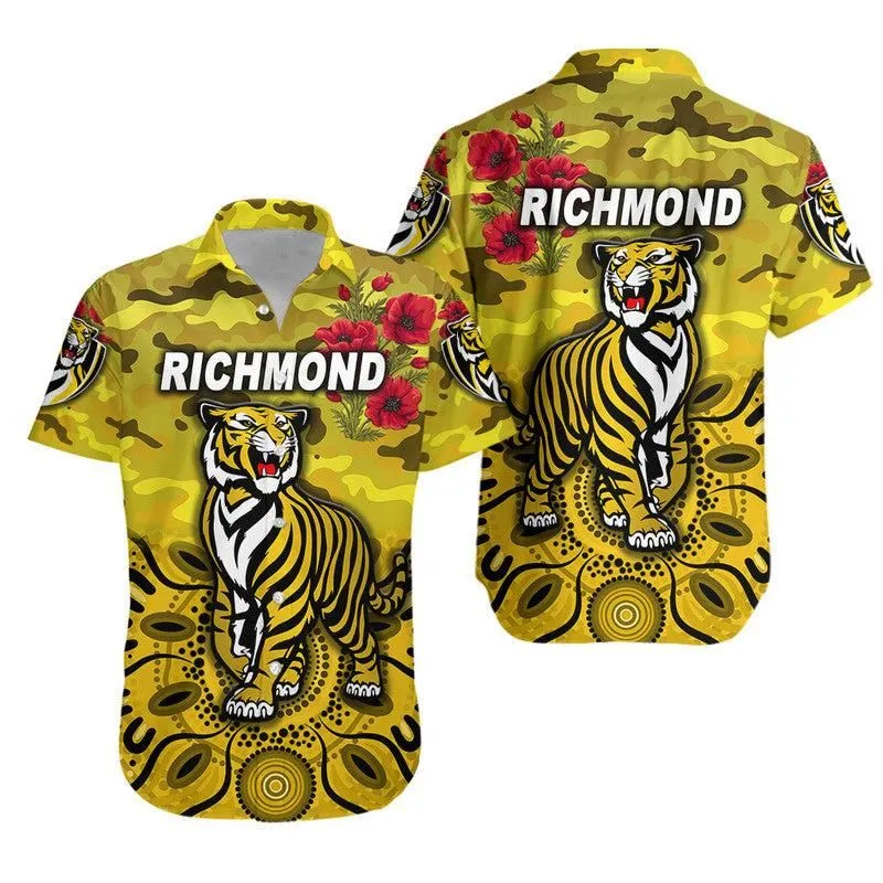 Richmond Tigers Anzac Hawaiian Shirt Indigenous Vibes   Yellow Lt8_1