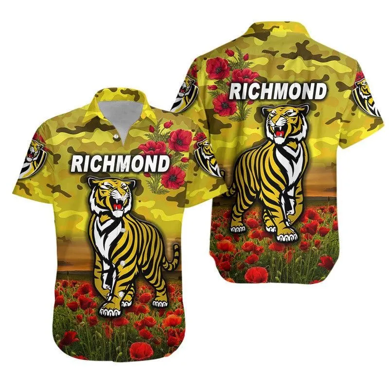 Richmond Tigers Anzac Hawaiian Shirt Poppy Vibes   Yellow Lt8_1