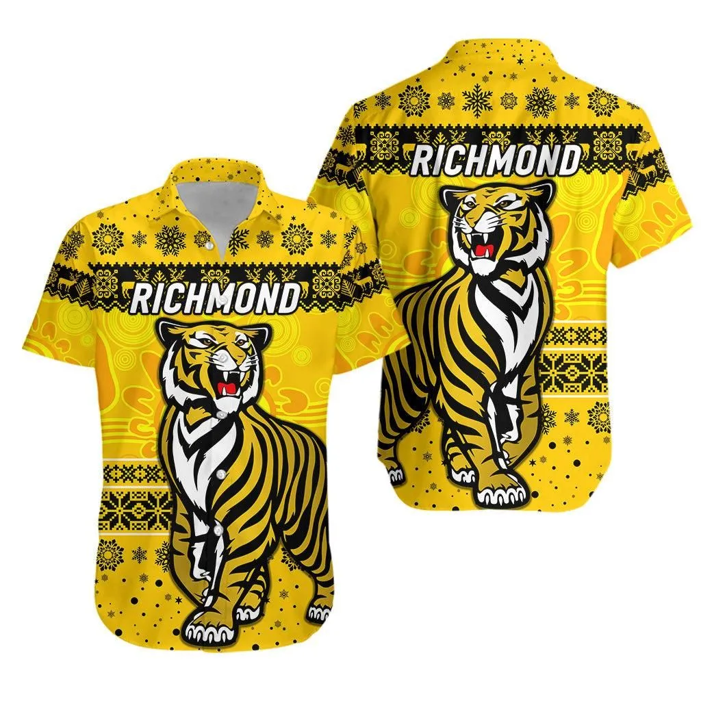 Richmond Tigers Hawaiian Shirt Christmas Simple Style   Yellow Lt8_1