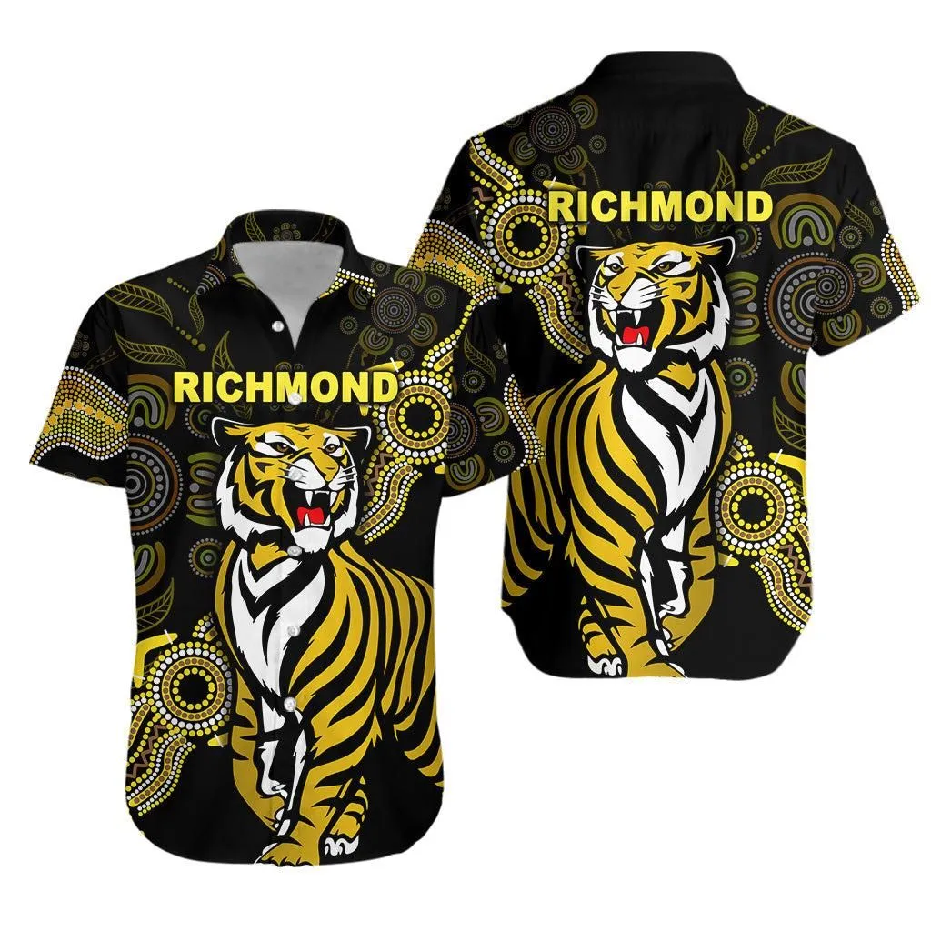 Richmond Tigers Hawaiian Shirt Simple Indigenous Lt8_1