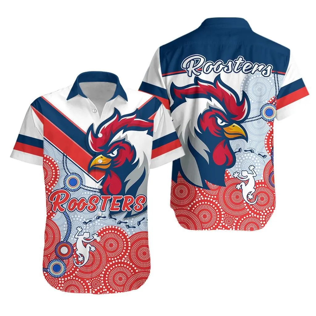 Roosters Hawaiian Shirt   White Aboriginal Rugby Lt13_1