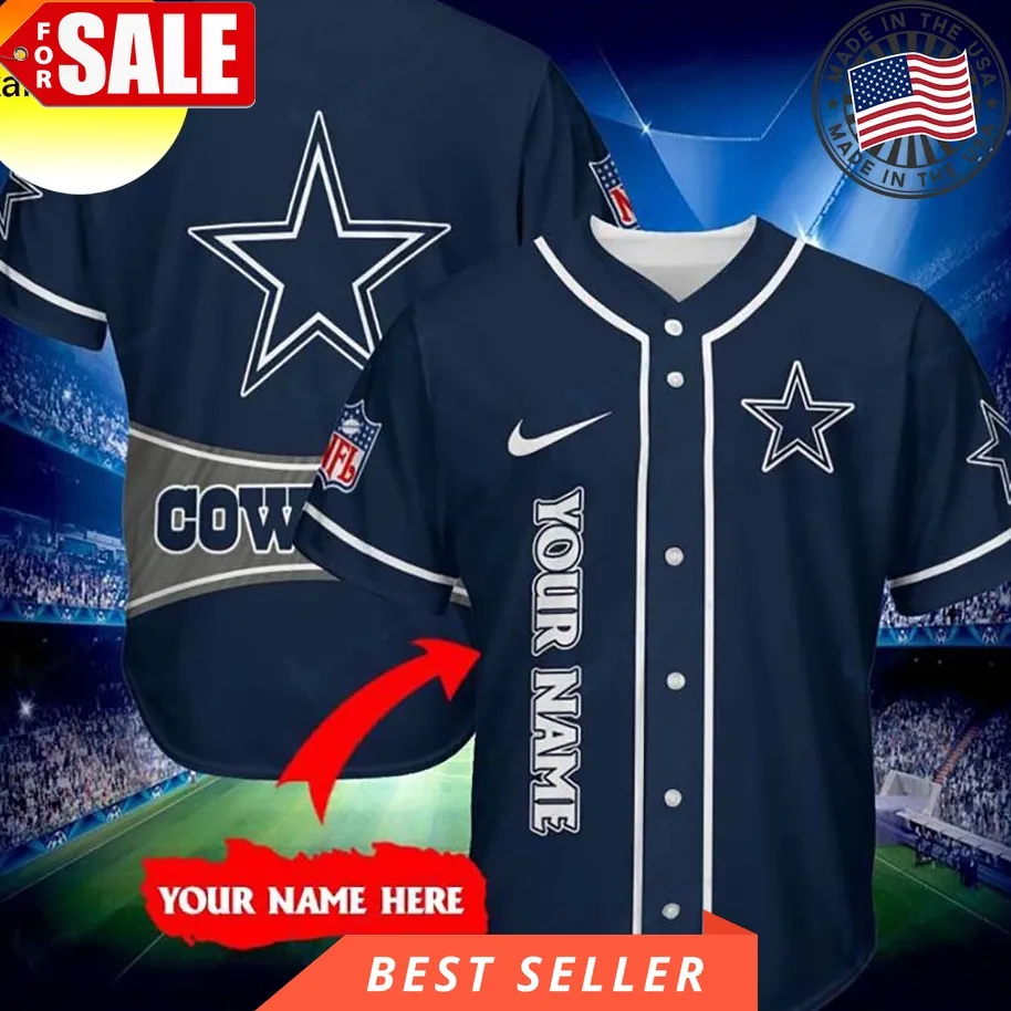Custom Name Dallas Cowboys Nike Blue Color Baseball Jersey