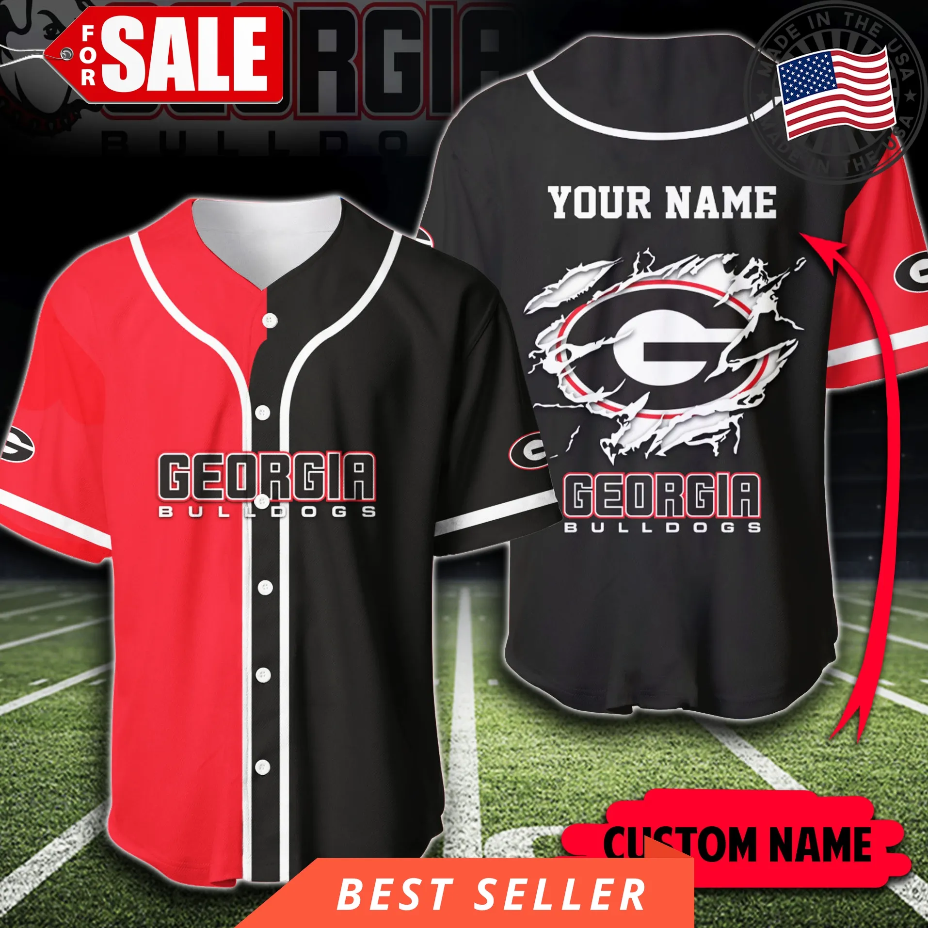Custom Name Georgia Bulldogs Baseball Jersey Shirt
