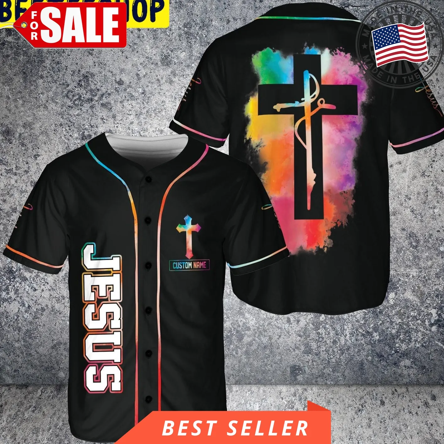 Custom Name God Tree Cross Jesus Colorful Trending Jersey Baseball