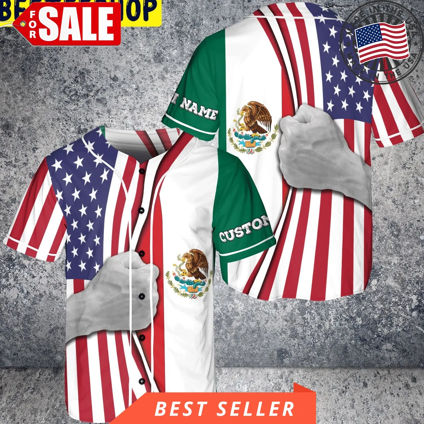 Custom Name Hande And Mexico Flag Eargle Logo Trending Jersey Baseball