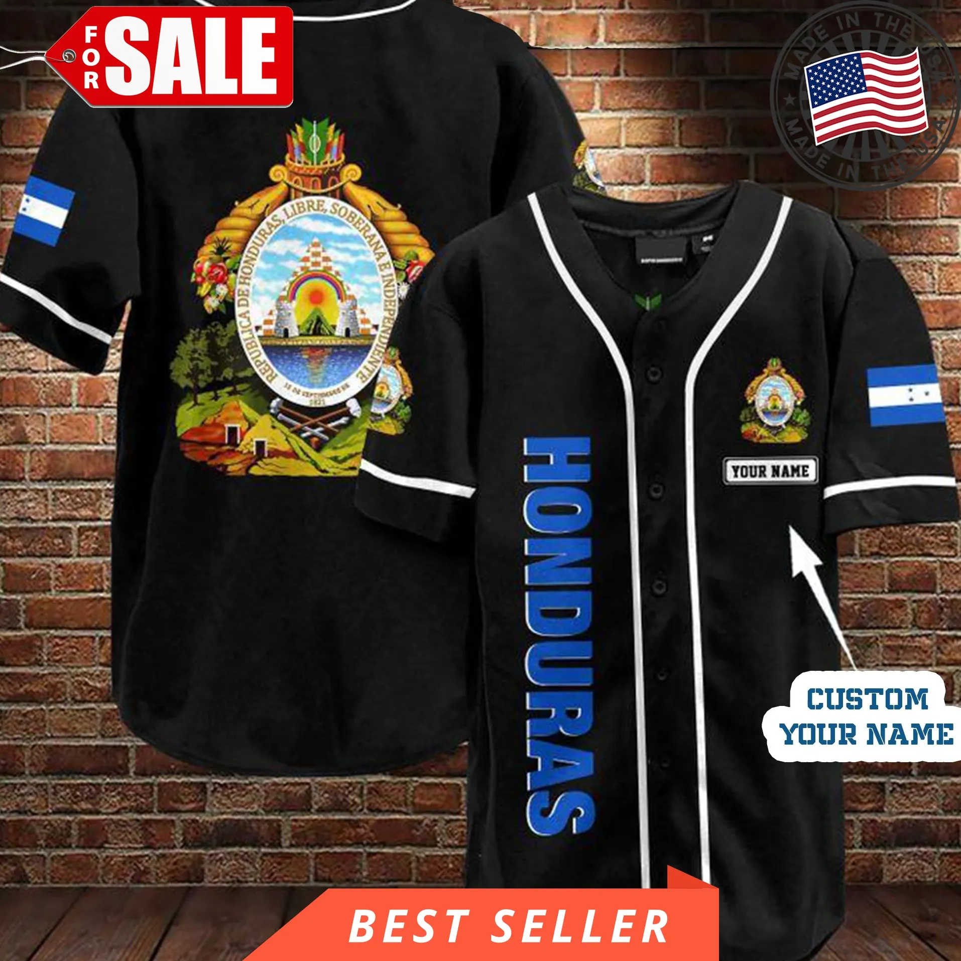 Custom Name Honduras Baseball Jersey Shirt