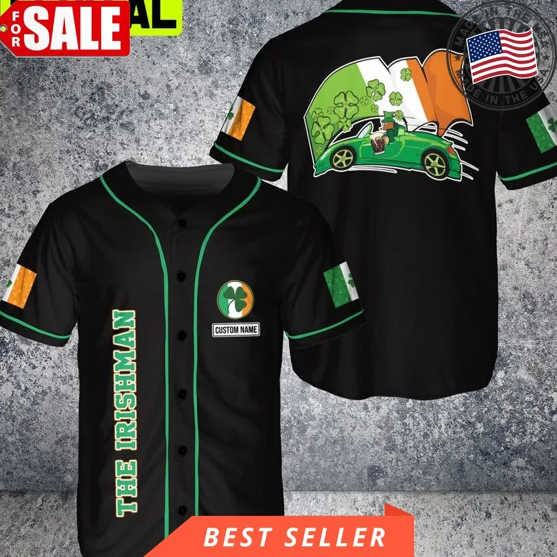 Custom Name Irishman Flag Irish Sports Men 3D Baseball Jersey