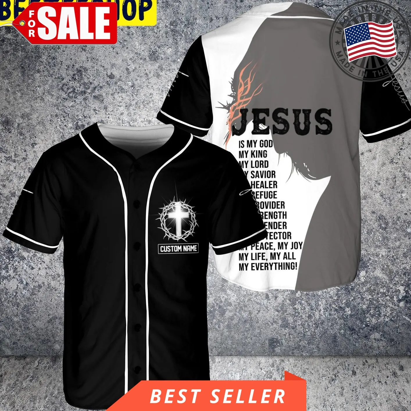 Custom Name Jesus Christian Cross Jesus Is My God My Savior Trending Jersey Baseball