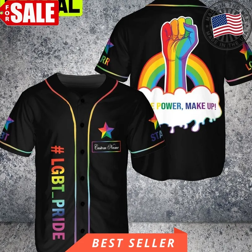 Custom Name Lgbt Pride Hand Support Love Is Love Lgbt Rainbow 3D Baseball Jersey