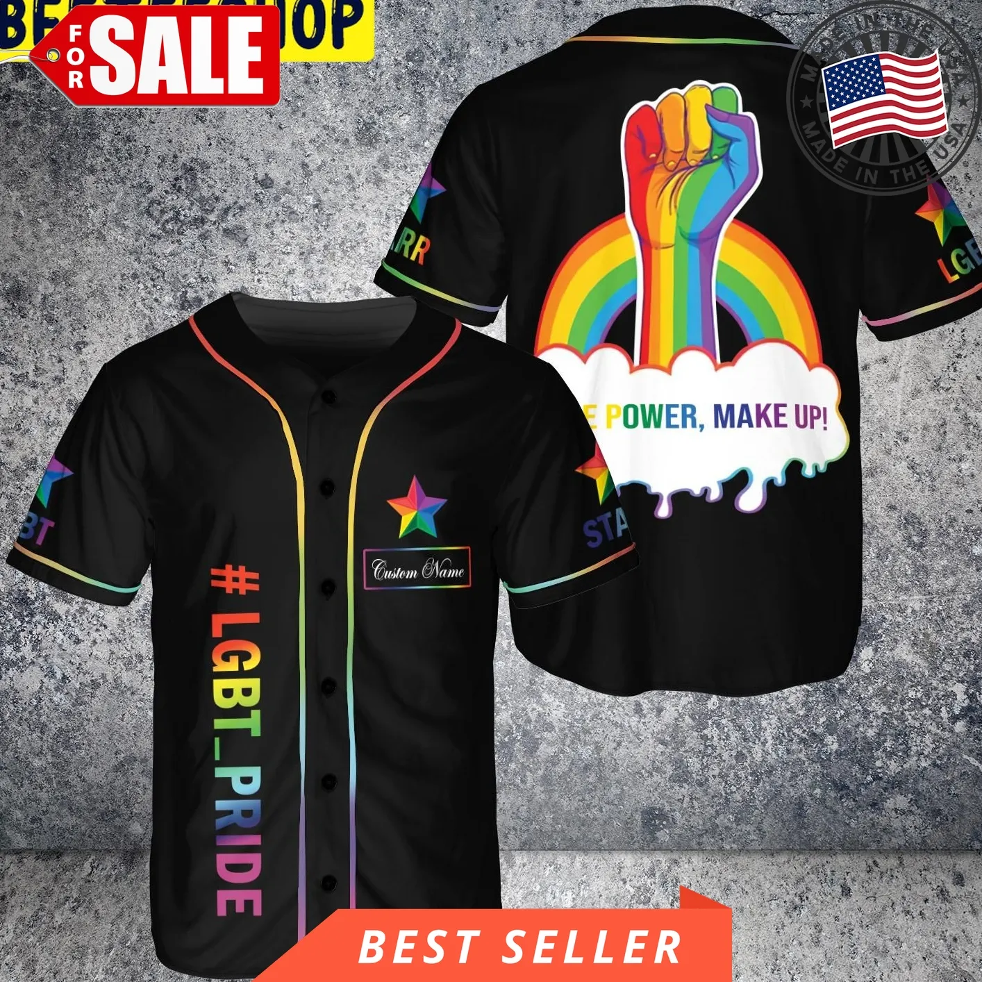 Custom Name Lgbt Pride Hand Support Love Is Love Lgbt Rainbow Trending Jersey Baseball