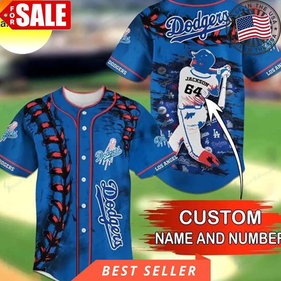 Custom Name Los Angeles Dodgers Grunge Pattern Baseball Jersey