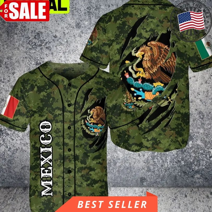 Custom Name Love Mexico 3D Aop Baseball Jersey Flag Eagle Sneak Army Style
