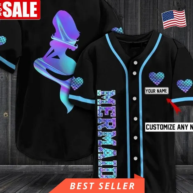 Custom Name Mermaid Baseball Jersey Shirts