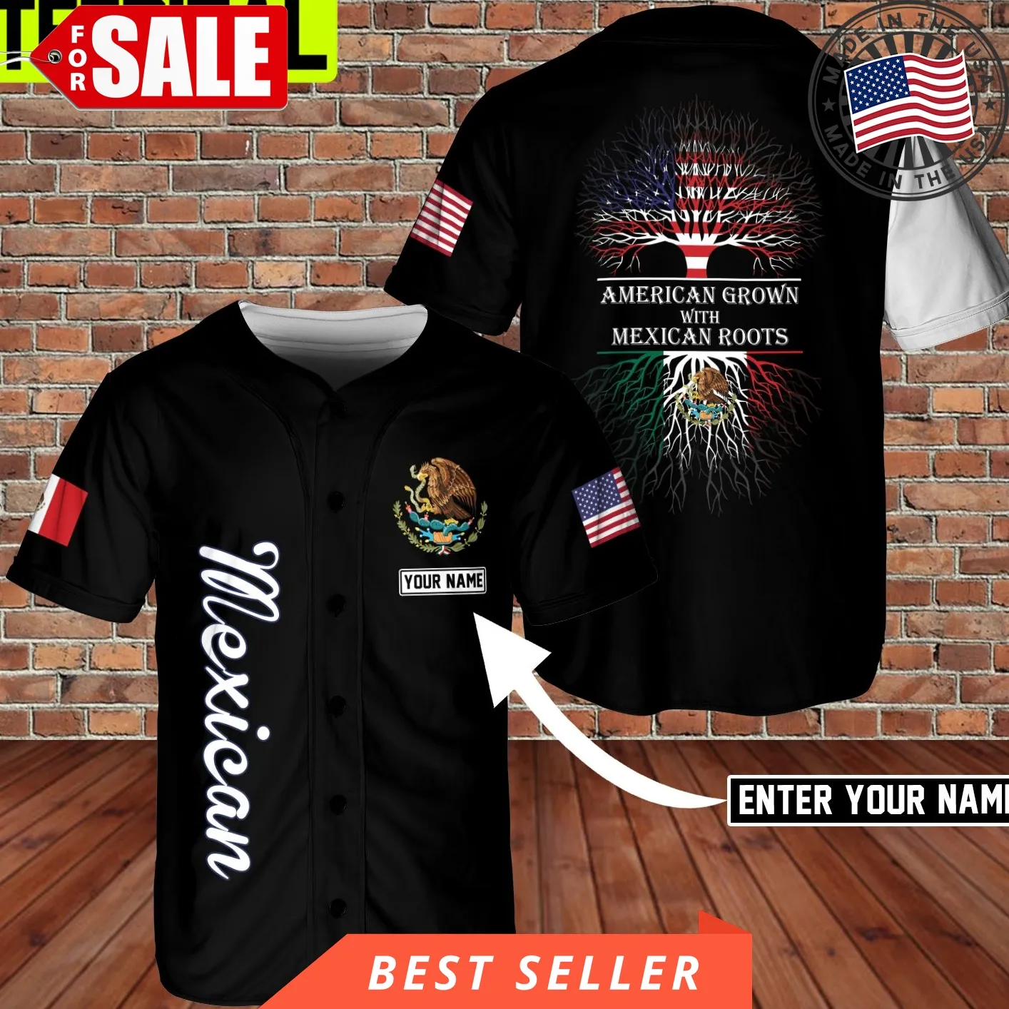 Custom Name Mexican American Grown With Mexican Roots Aop Baseball Jersey
