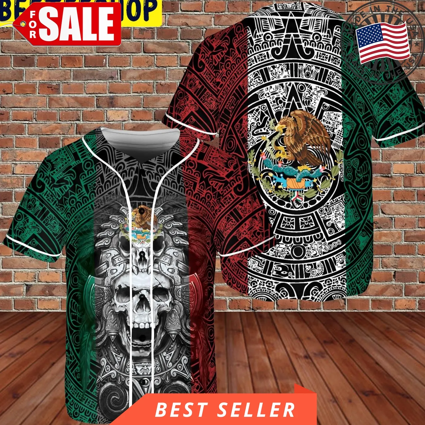 Custom Name Mexico Aztec Warrior Skull Flag Trending Jersey Baseball