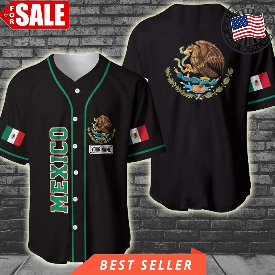 Custom Name Mexico Black Baseball Jersey Shirt