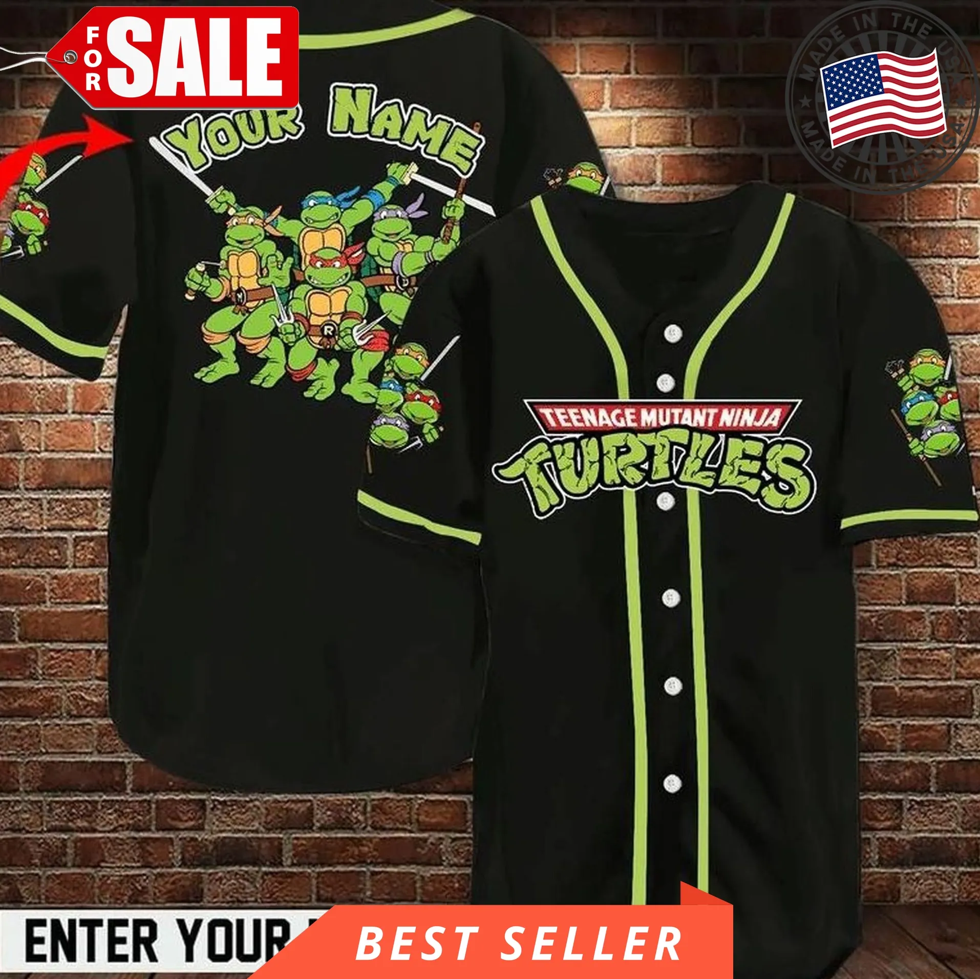 Custom Name Nage Mutant Ninja Turtles 487 For Lover Personalized Party Ninja Turtles Jersey Baseball Jersey