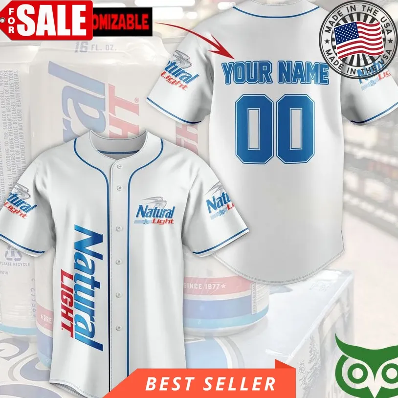 Custom Name Number Natural Light Baseball Jersey Shirt Size up S to 5XL