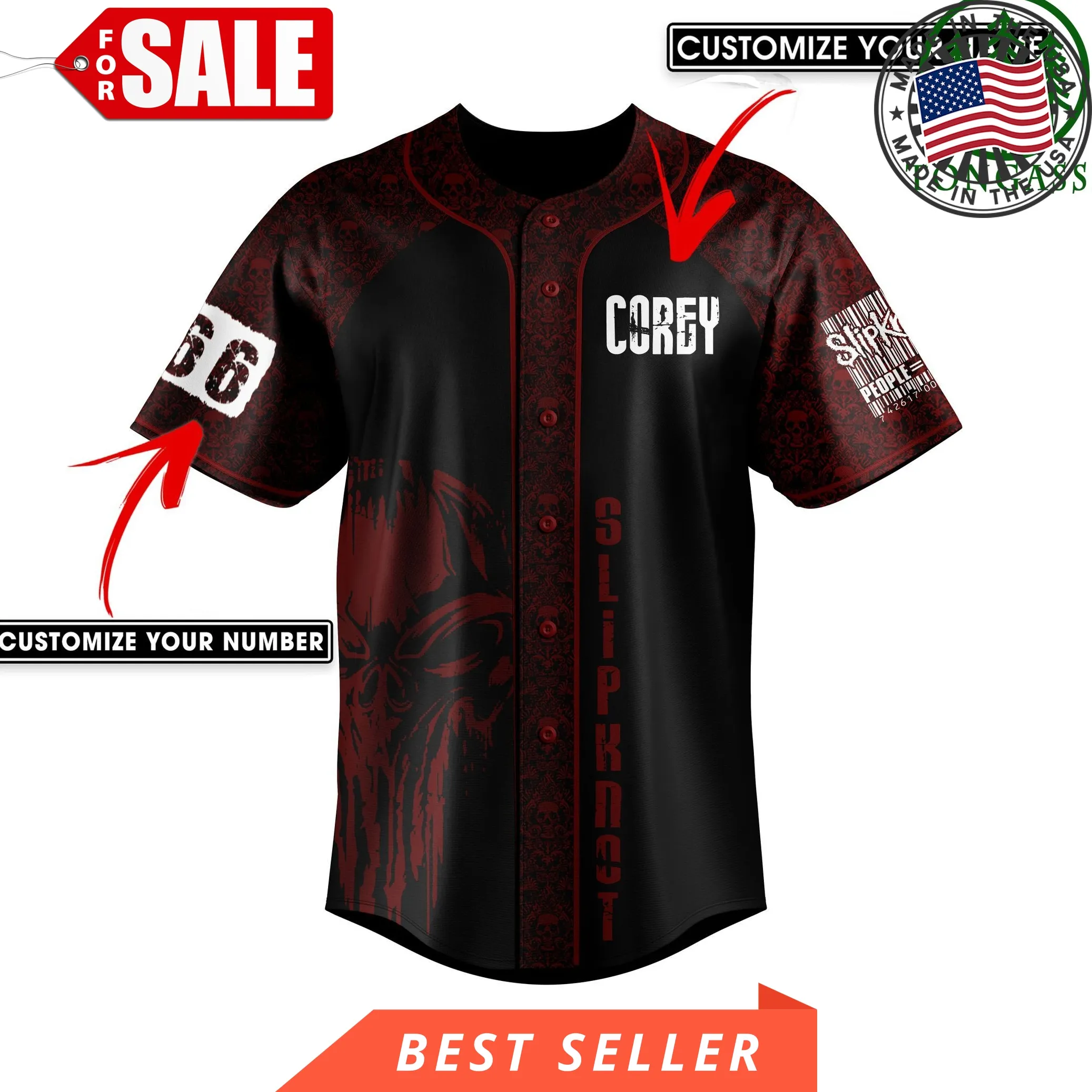 Custom Name Number Slipknot Psychosocial Baseball Jersey Shirt Unisex Tshirt