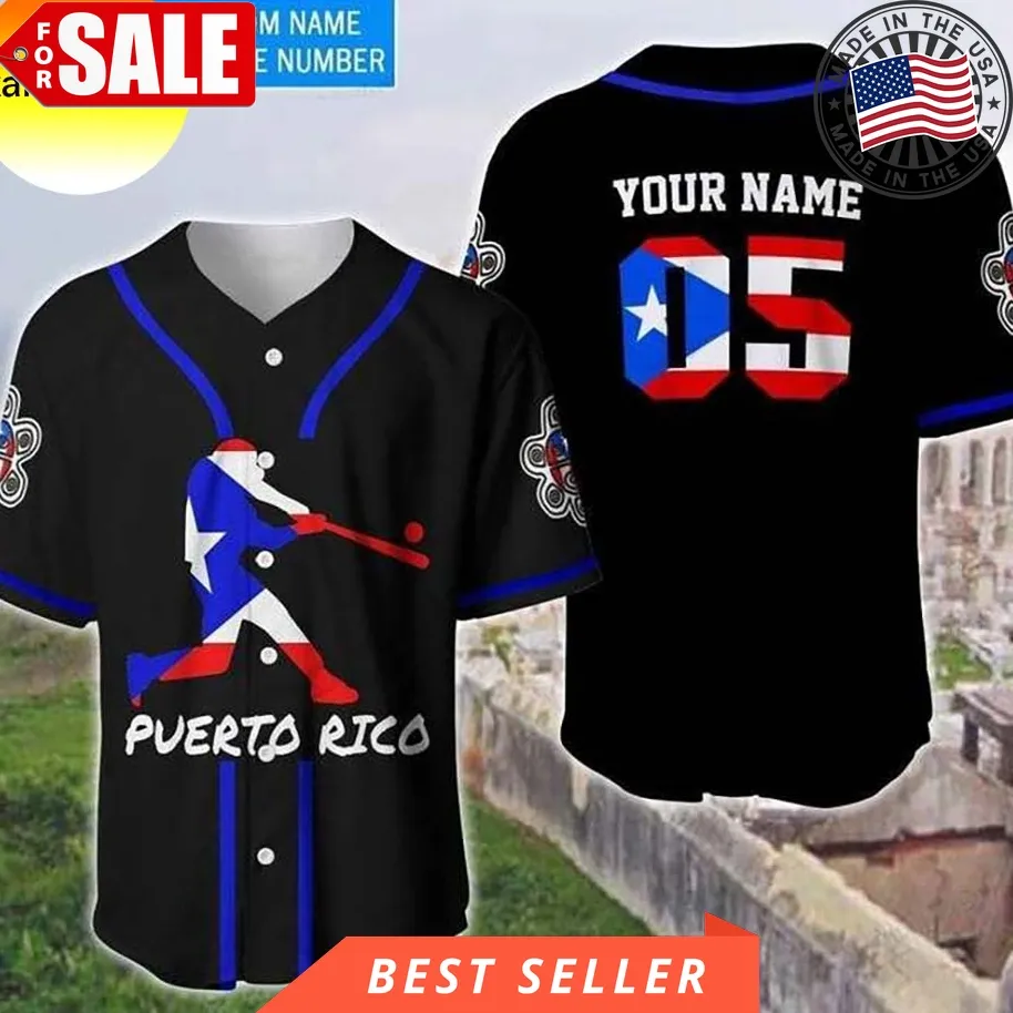 Custom Name Puerto Rico Flag Pattern Baseball Jersey Size up S to 5XL