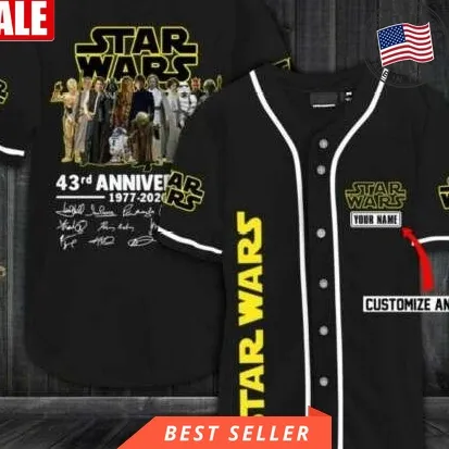 Custom Name Star Wars Movies 43Th Anniversary Thanks For Memory 1111 Gift For Lover Baseball Jersey Unisex Tshirt