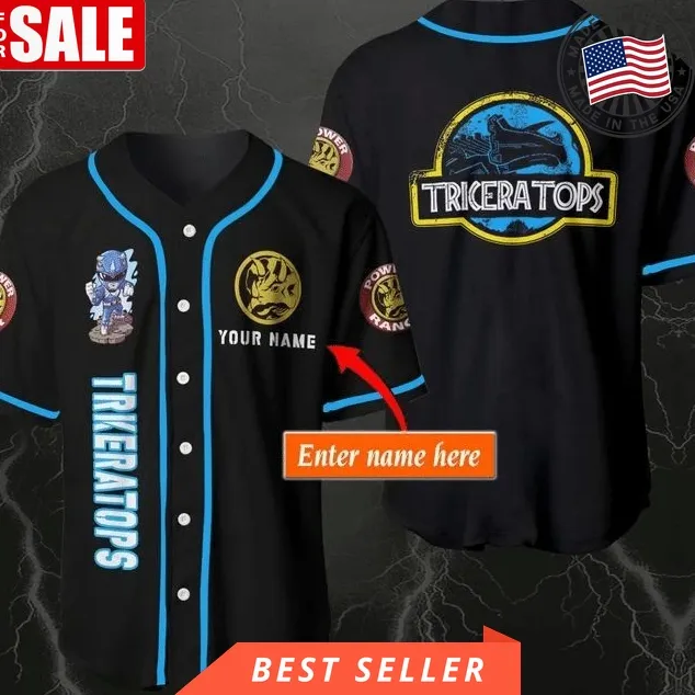 Custom Name Triceratops Blue Superman Gift For Lover Baseball Jersey Unisex Tshirt