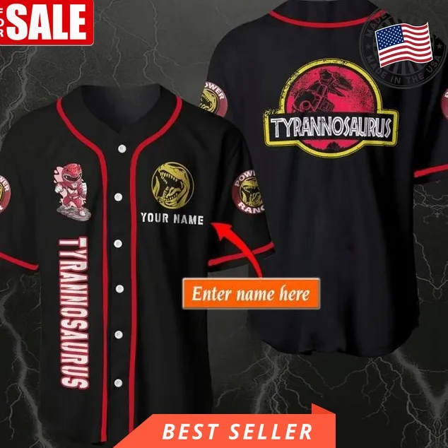 Custom Name Tyrannosaurus Red Superman Gift For Lover Baseball Jersey Size up S to 5XL