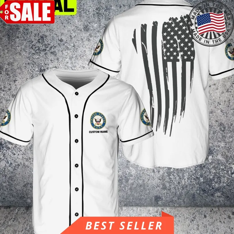 Custom Name United States Navy Casual Us Flag 3D Baseball Jersey Size up S to 5XL