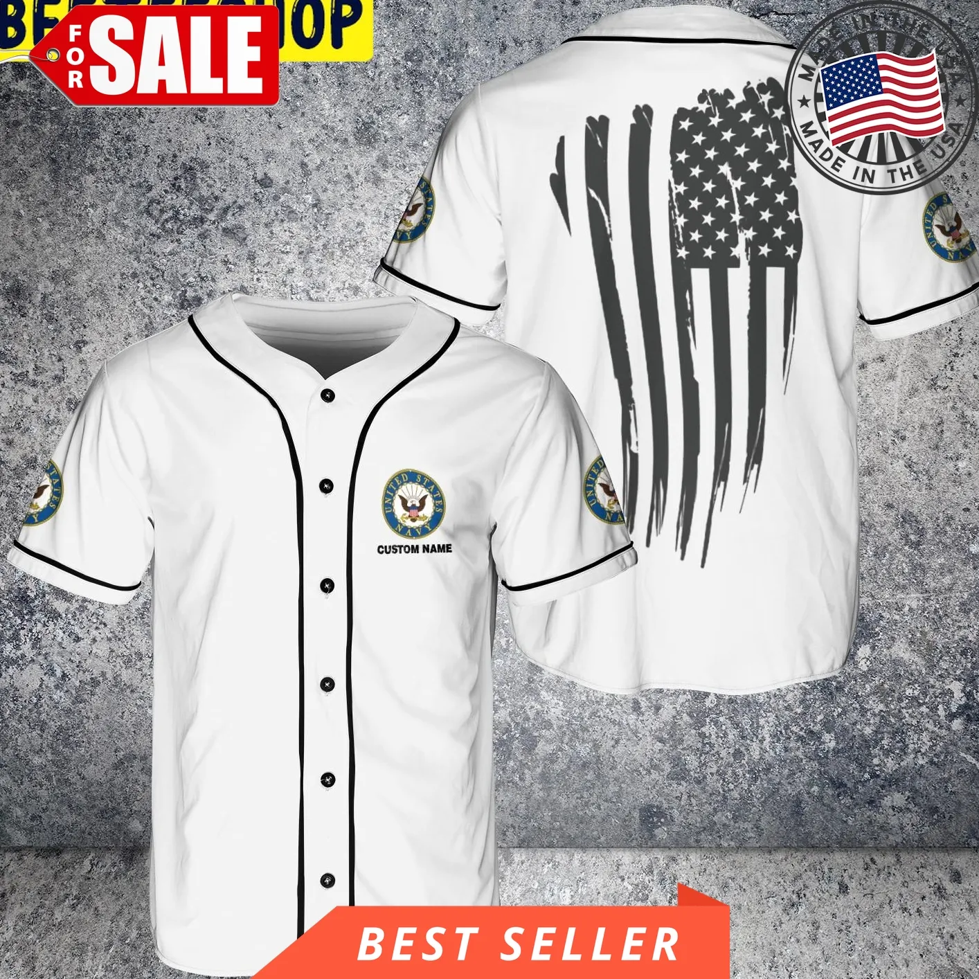 Custom Name United States Navy Casual Us Flag Trending Jersey Baseball Unisex Tshirt