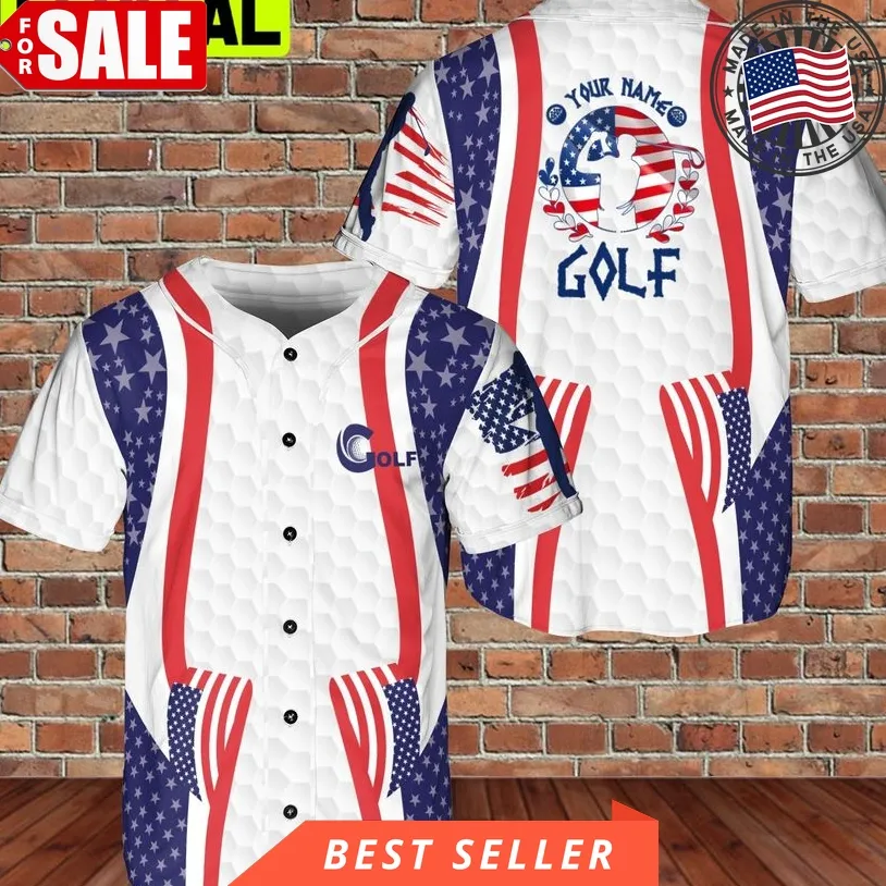 Custom Name United States Summer Golf 3D Baseball Jersey For Golfer Sport Lover Size up S to 5XL