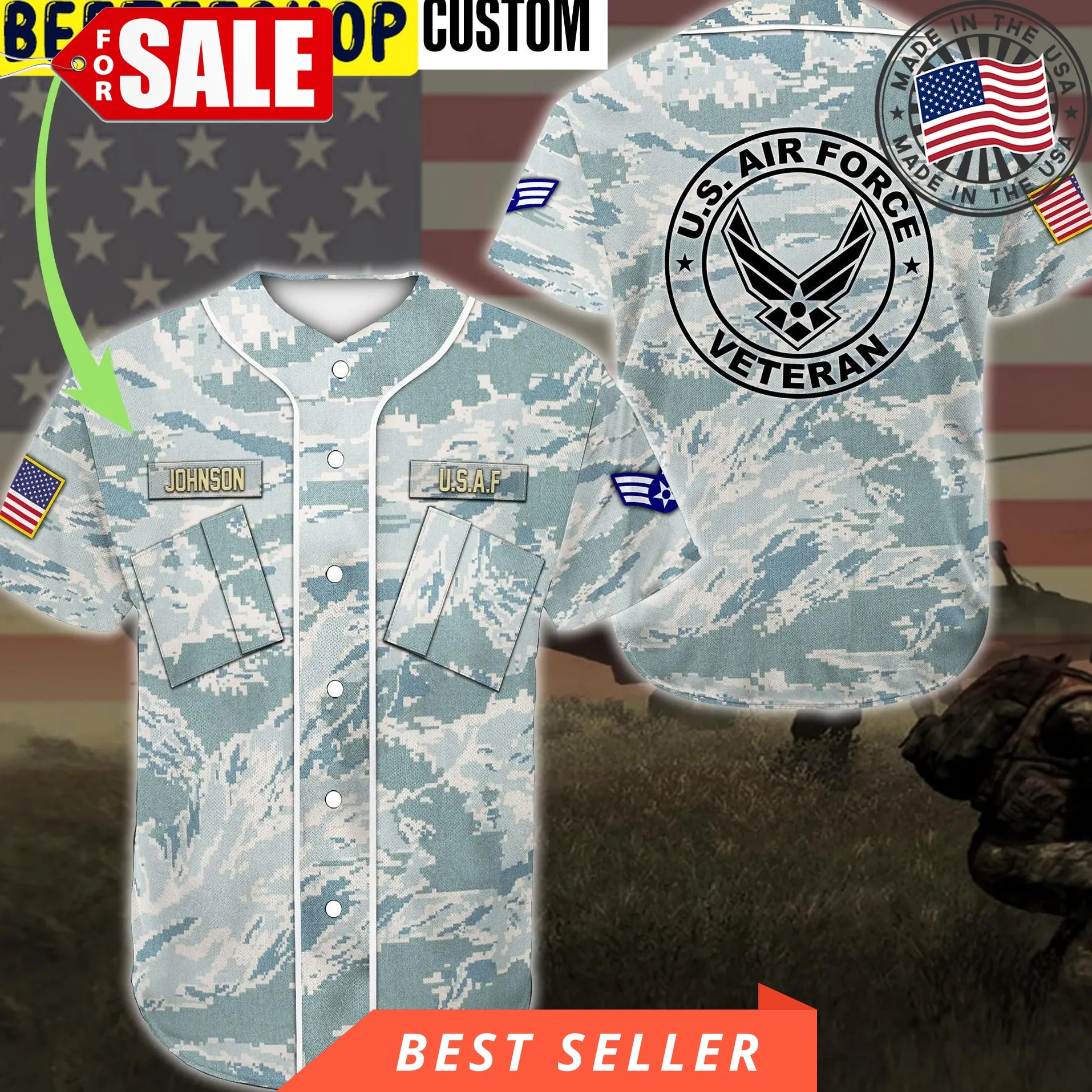 Custom Name Us Air Force Veteran Trending Jersey Baseball Size up S to 5XL
