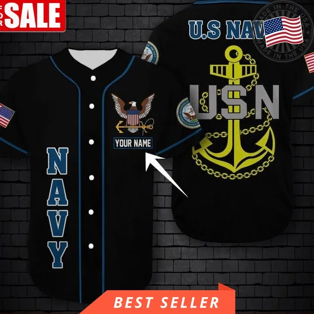 Custom Name Us Navy Usn Baseball Jersey Shirt Size up S to 5XL