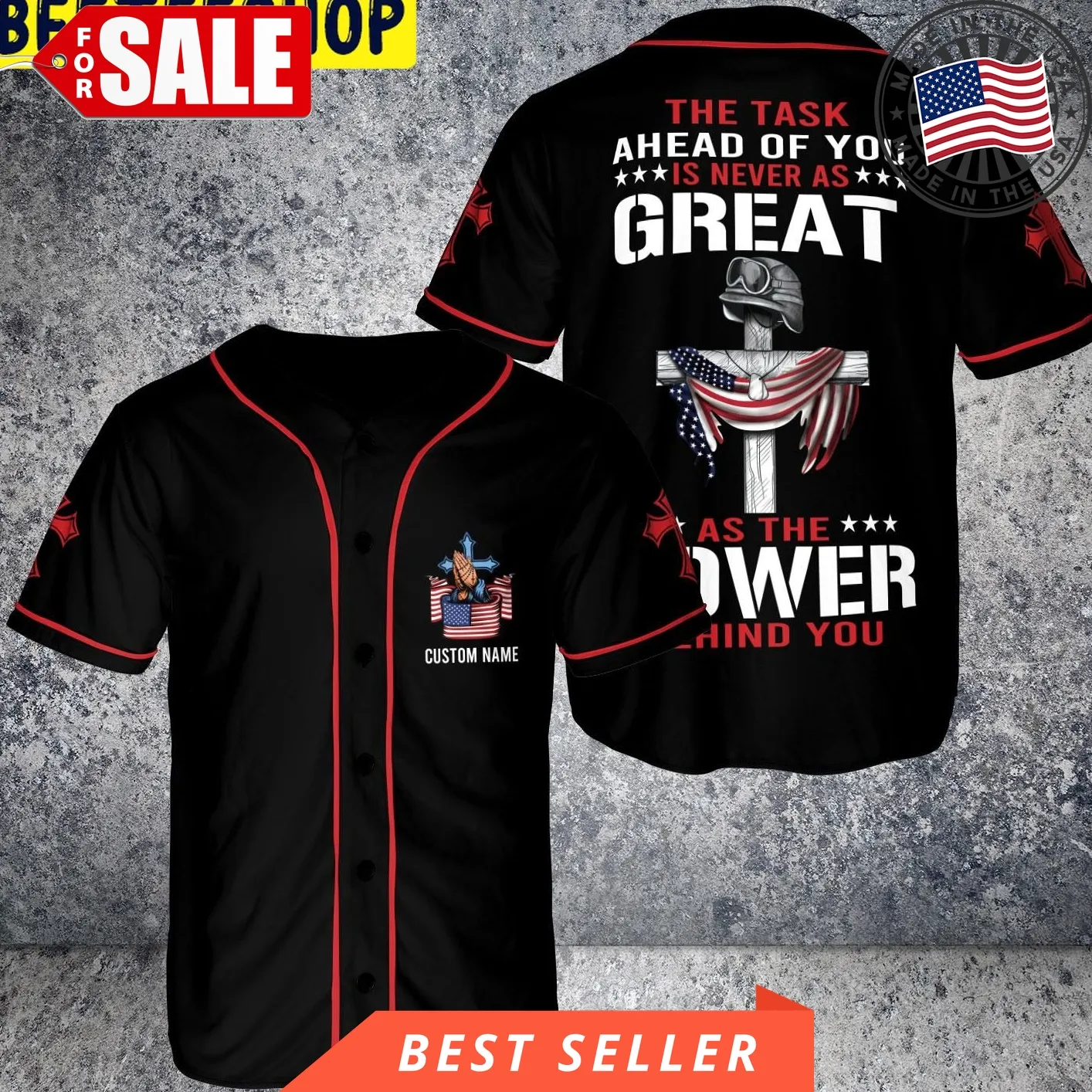 Custom Name Us Veteran Jesus Hand And Us Flag Cross Memorial Day Trending Jersey Baseball Size up S to 5XL